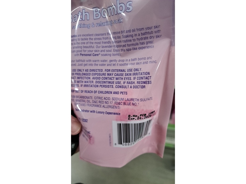 Personal Care Soothing & Relaxing Soak Bath Bombs, Lavender, 150 g, Count 3