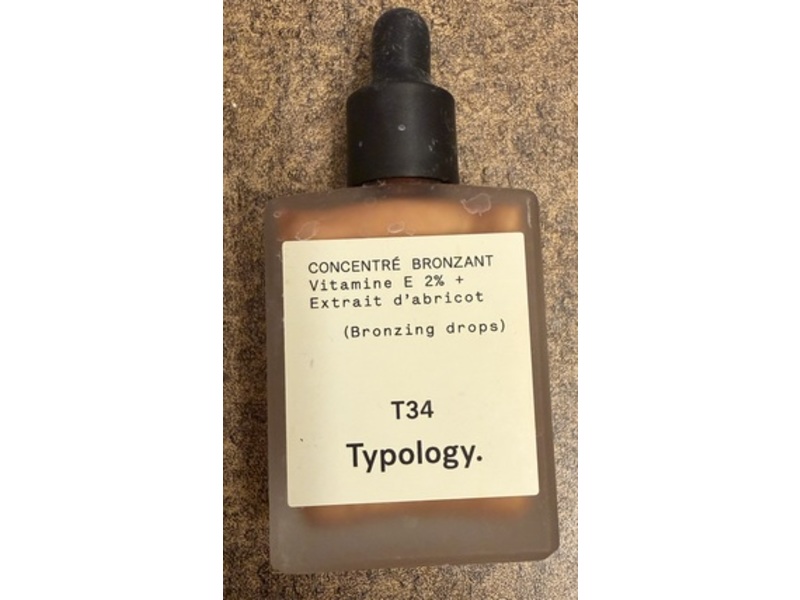 Typology T34 Bronzing Drops, Concentrated Tanning Vitamin E 2% + Apricot Extract, 15 mL