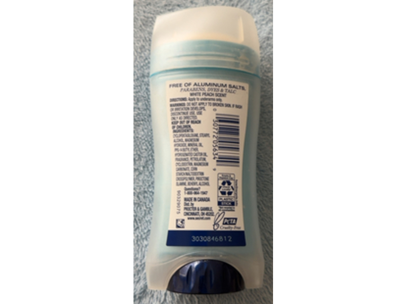 Secret Deodorant, White Peach, 2.4 oz/68 g, Pack Of 3