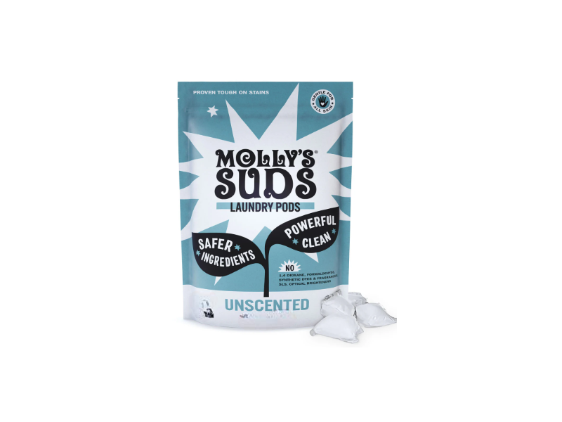 Molly's Suds Super Powder Laundry Pods, Unscented, 53.96 oz/1.52 kg, 90 Pods