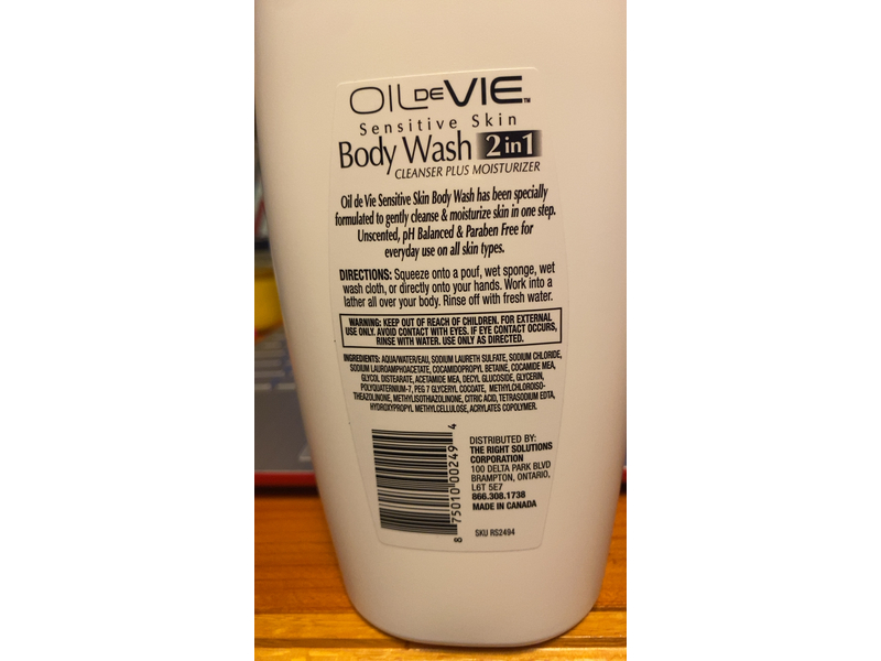 Oil De Vie Sensitive Skin 2 In 1 Body Wash, 18 fl oz/532 mL