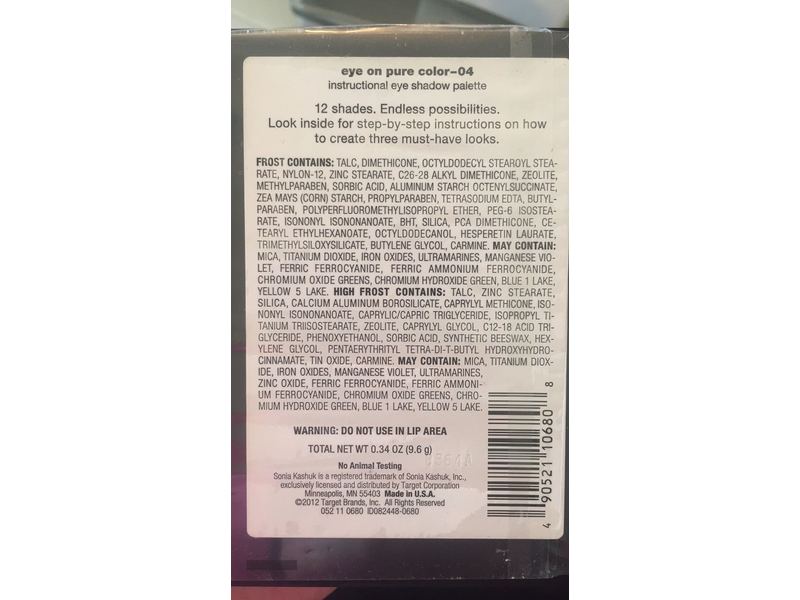 Sonia Kashuk Instructional Eyeshadow Palette,Eye On Pure Color-04, 0.34 oz/9.6 g