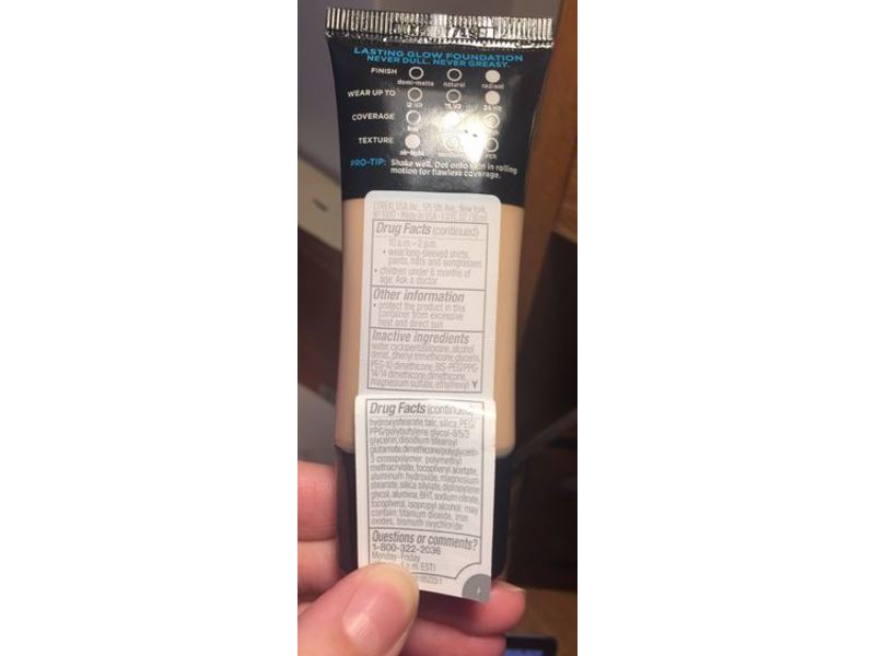 L'Oreal Paris Infallible Pro-Glow Foundation, Natural Buff, 1 fl oz30 mL