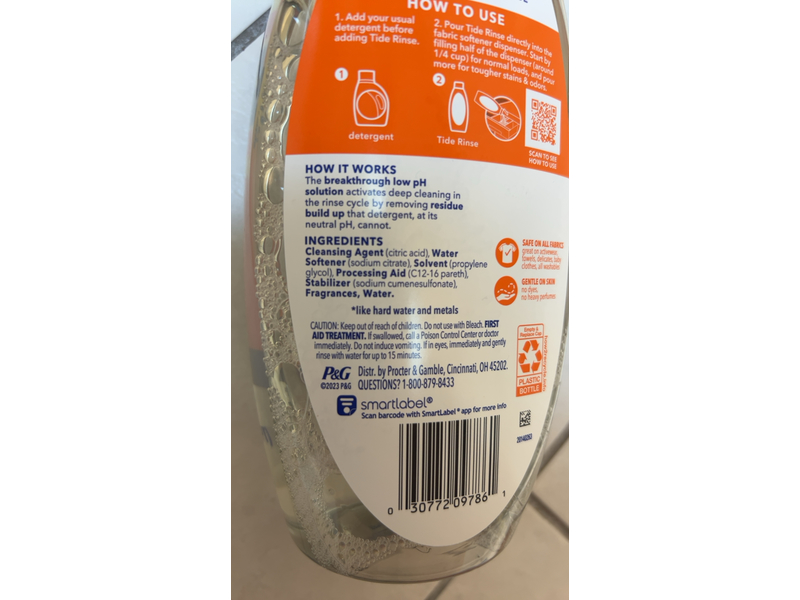 Tide Clean Boost Fabric Rinse, Spring Meadow, 25.5 fl oz/754 mL