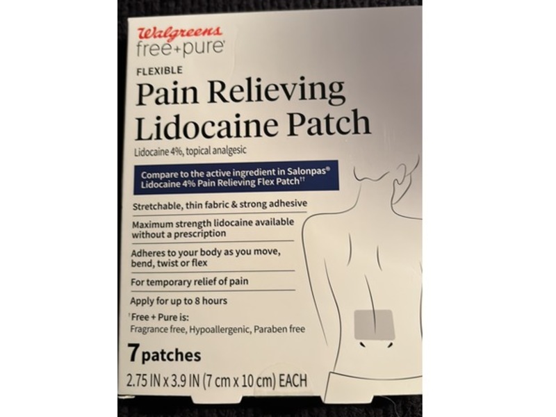 Walgreens Free + Pure Flexible Pain Relieving Lidocaine Patch, Lidocaine 4%, 7 Count