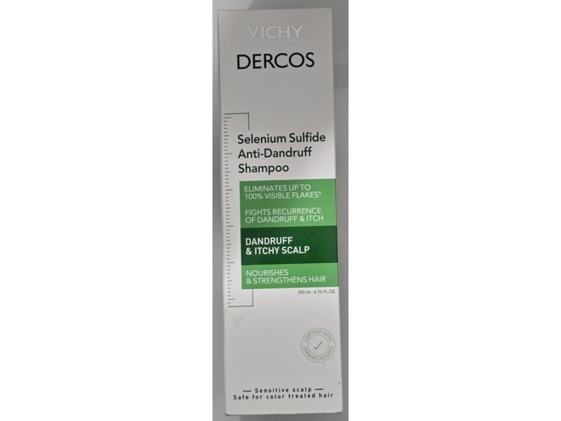 Vichy Laboratories Dercos Anti-Dandruff Shampoo, Selenium Sulfide, 6.76 fl oz/200 mL