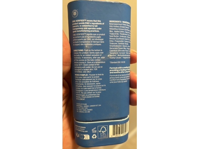 Attitude After The Sun Stick, Mint & Cucumber, 2 oz/60 mL