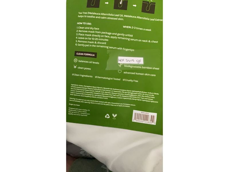 Aoa Skin Salicylic Acid + Tea Tree Face Sheet Mask, 0.74 fl oz / 22 ml