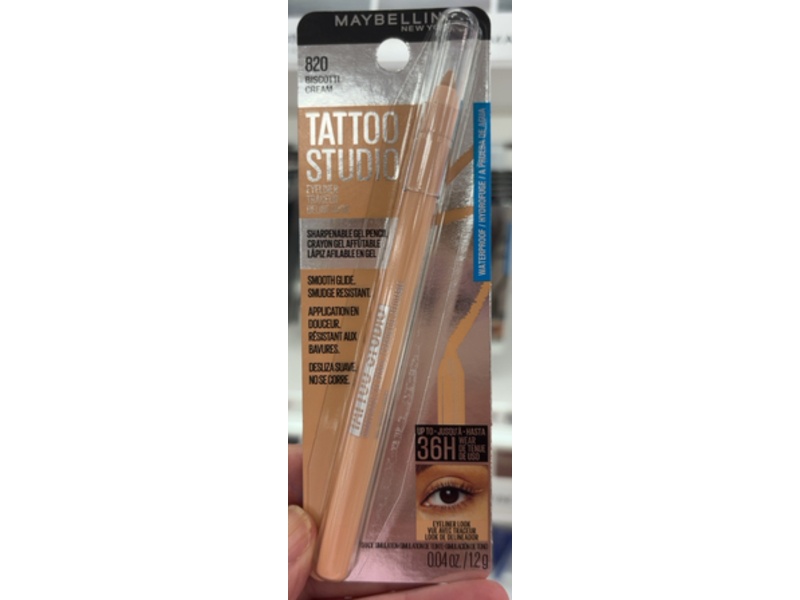 Maybelline Tattoo Studio Sharpenable Gel Pencil, 820 Biscotti Cream, 0.04oz/1.2 g