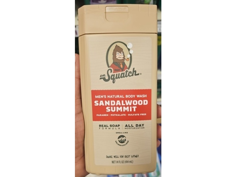 Dr. Squatch Men's Natural Body Wash, Sandalwood Summit, 14 fl pz/414 mL