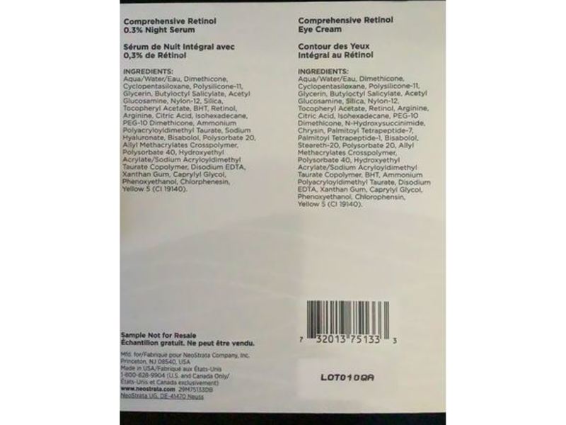 Neostrata Comprehensive Retinol Eye Cream & Night Cream, 0.07 fl oz/2 mL