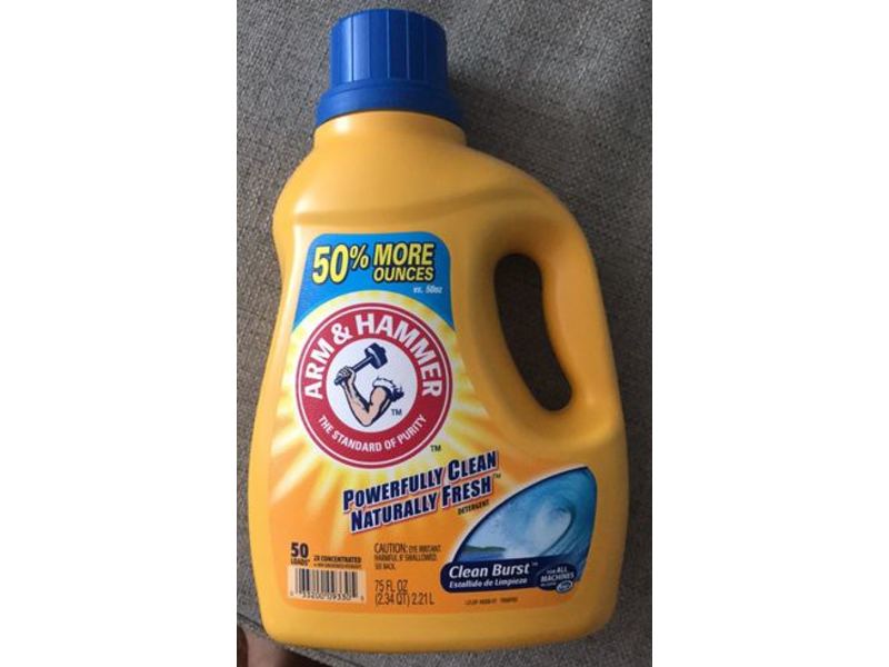 Arm & Hammer Powerfully Clean Liquid Laundry Detergent, Clean Burst, 75 fl oz/2.21 L/50 loads
