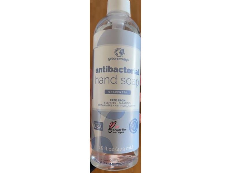 Greenerways Antibacterial Hand Soap, Unscented, 16 fl oz/473 mL