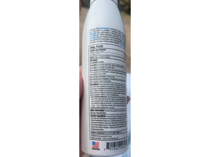 Hawaiian Blend Extreme Zinc Sunscreen Spray, Active Sport, SPF 50, 5 oz/142 g