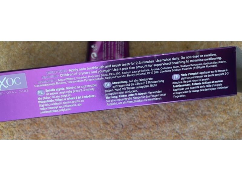 Xoc Purple Whitening Toothpaste Plus Bamboo Toothbrush, 3.38 fl oz/100 mL