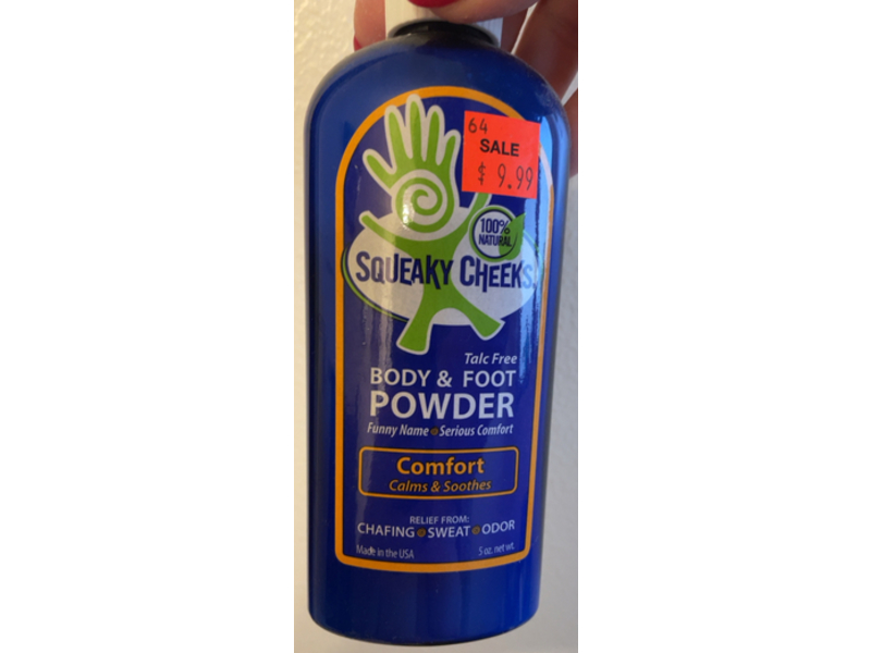 Squeaky Cheeks Body & Foot Powder, Talc Free, Comfort, 5 oz