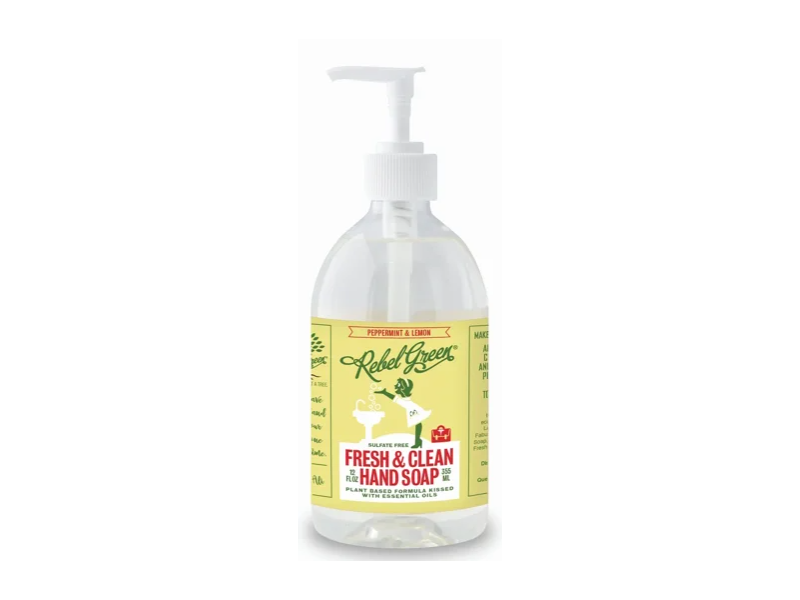 Rebel Green Fresh & Clean Hand Soap, Peppermint & Lemon, 12 fl oz/355 mL