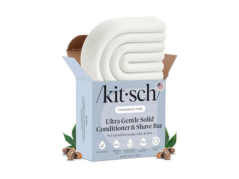 Kitsch Ultra Gentle Solid Conditioner & Shave Bar, Fragrance Free, 3.0 oz/85 g