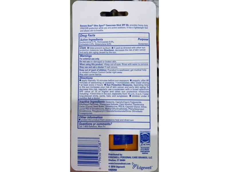 Banana Boat Ultra Sport Sunscreen Stick, SPF 50+, 1.5 oz/42.5 g