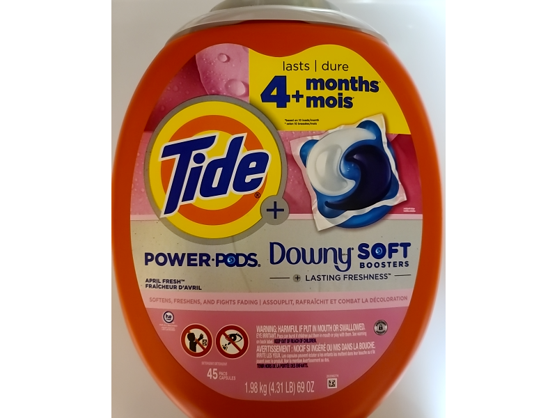 Tide Power Laundry Detergent Pods, April Fresh, 69 oz/1.98 kg, 45 Pacs