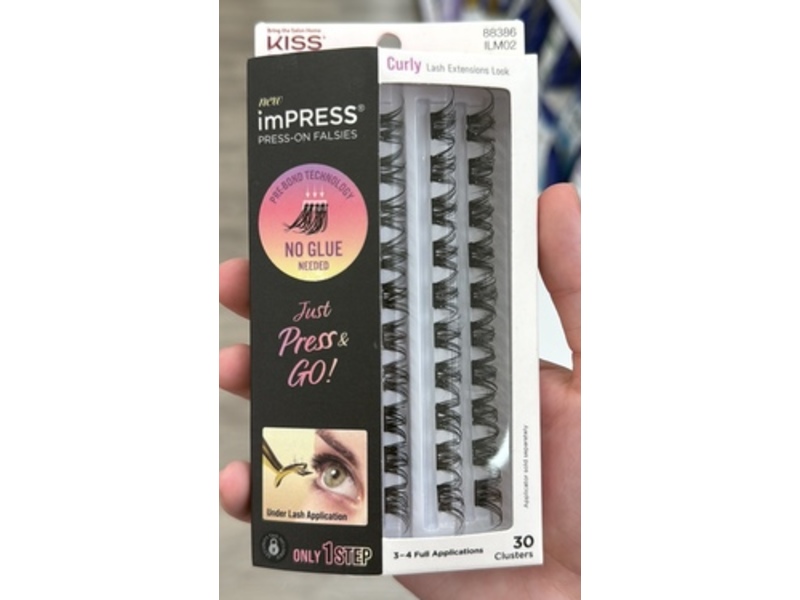 Kiss Impress Press-On Falsies Self Adhesive Eyelashes Refill, Curly, 30 Count