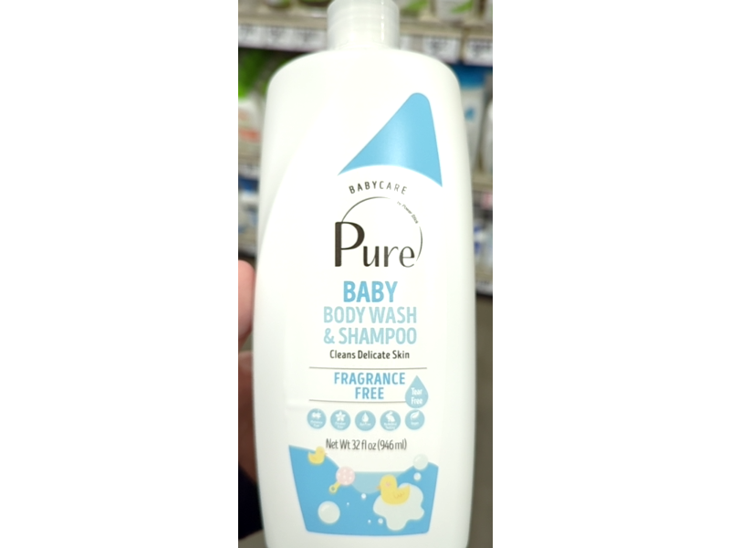 Baby Care Pure Baby Body Wash & Shampoo, Fragrance Free, 32 fl oz/946 mL