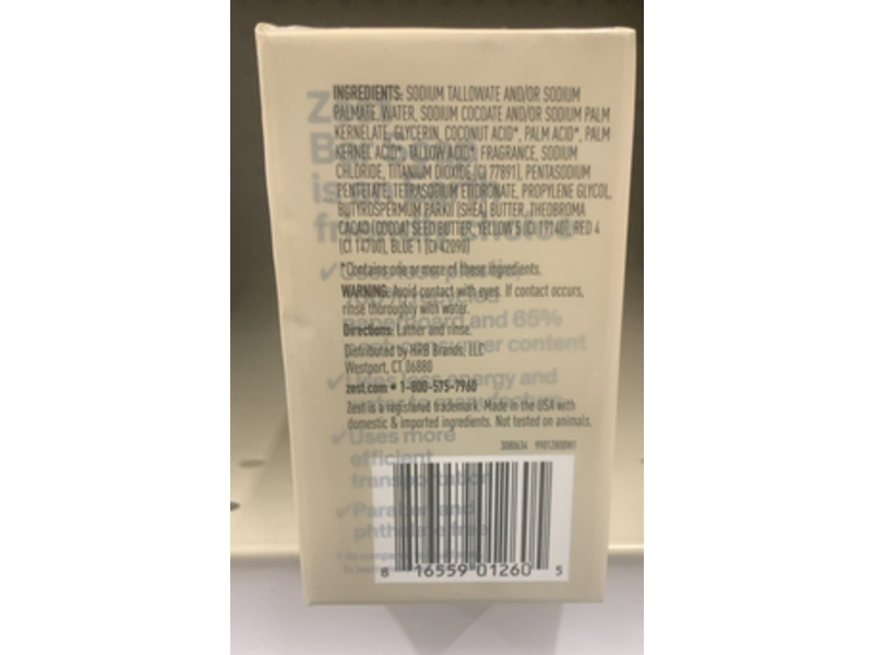 Zest Deodorizing Bar Soap, Cocoa Butter & Shea, 3.2 oz/90 g, 6 Count