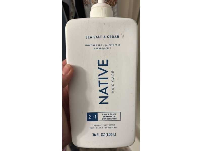 Native Full & Thick 2-In-1 Shampoo & Conditioner, Sea Salt & Cedar, 36 fl oz/1.06 L