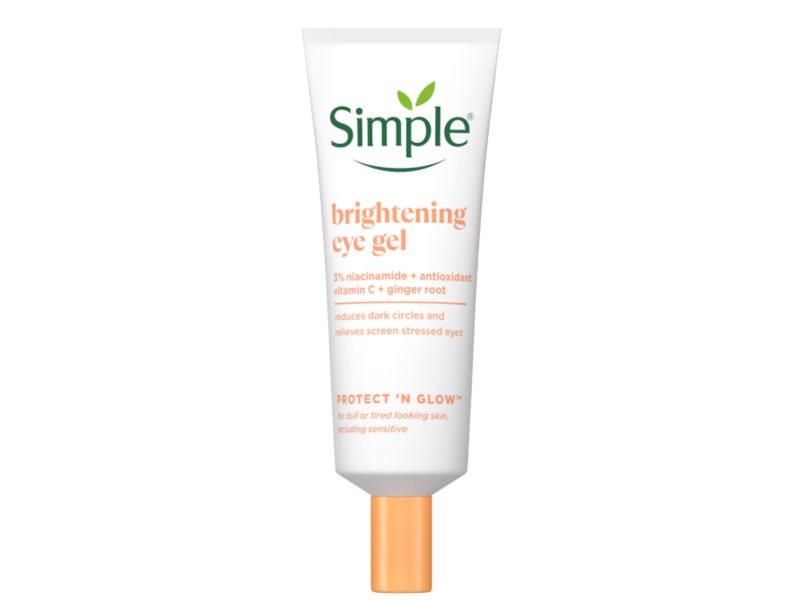 Simple Brightening Eye Gel, 3% Niacinamide + Vitamin C + Ginger Root, 25 mL, Pack Of 2