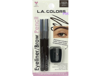 L.A. Colors Eyeliner/Brow Pencil, Dark Brown, 0.035 oz/1 g, 2 Count
