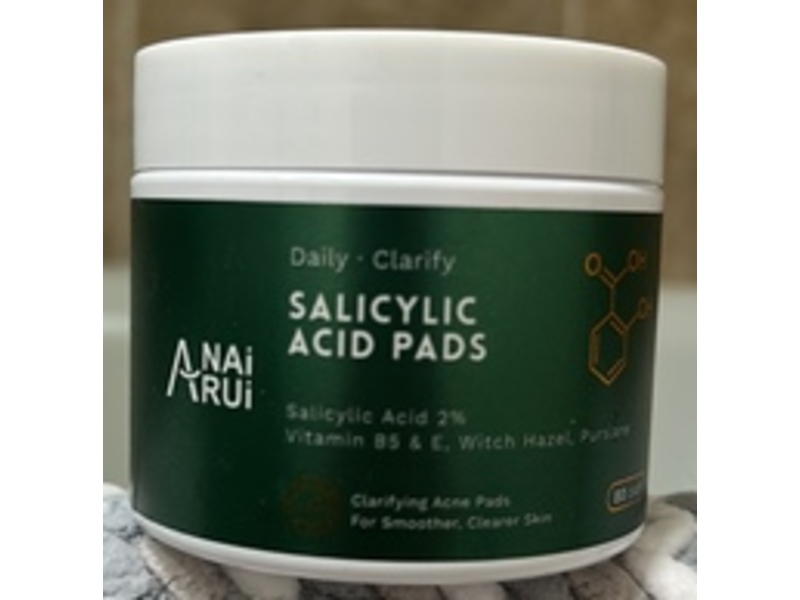 Anai Arui Salicylic Acid Pads Clarifying Acne Pads, Salicylic Acid 2% Vitamin B5 & E Witch Hazel Purslane, 80 Counts