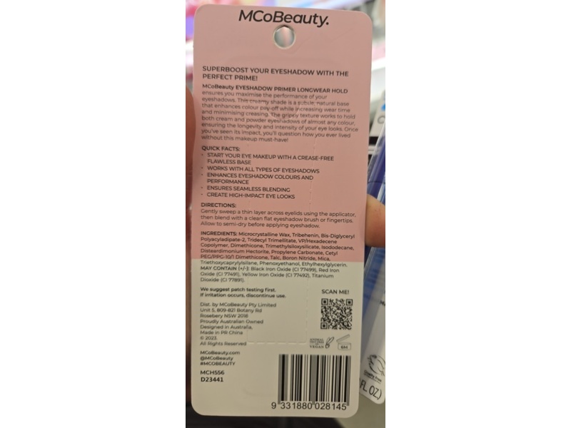 MCoBeauty Eyeshadow Primer, 0.338 fl oz/10 mL