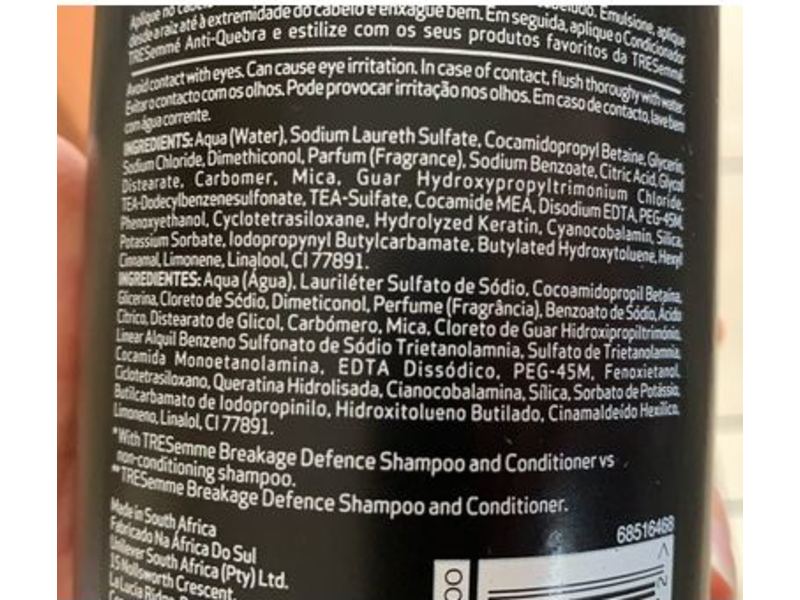 Tresemme Care & Protect Shampoo, Breakage Defence, 900 mL