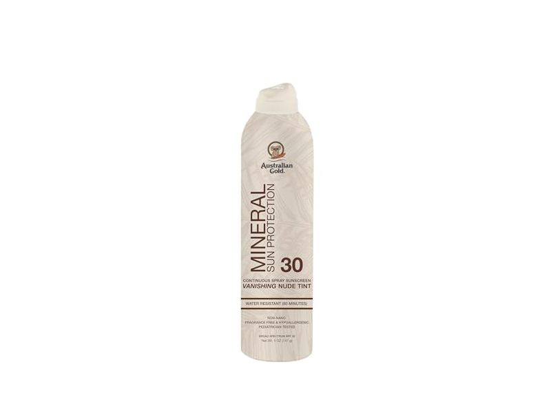 Australian Gold Mineral Protection Continous Spray Sunscreen, SPF 30, Vanishing Nude Tint, 5 oz/142 g