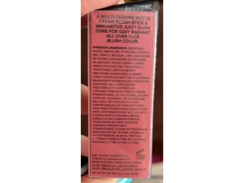 Nudestix Nudies Matte + Glow Core Cream Blush Stick, Peach Pearl, 0.21 oz/6 g