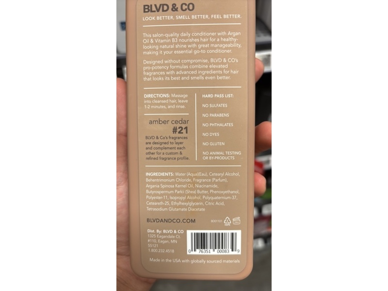 Blvd&Co The Essential Conditioner, #21 Amber Cedar, 12 fl oz/354 mL