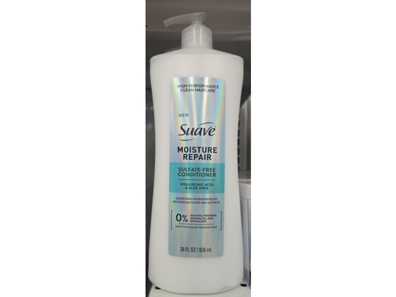 Suave Moisture Repair Conditioner, Hyaluronic Acid & Aloe Vera, 28 fl oz/828 mL, Pack Of 4