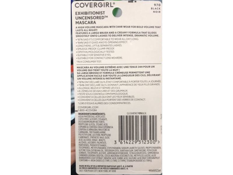 CoverGirl Exhibitionist Uncensored Mascara, 970 Black, 0.3 fl oz / 9 mL