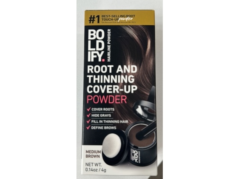 Boldify Hairline Powder Root & Thinning Cover-Up Powder, Medium Brown, 0.14 oz/4 g