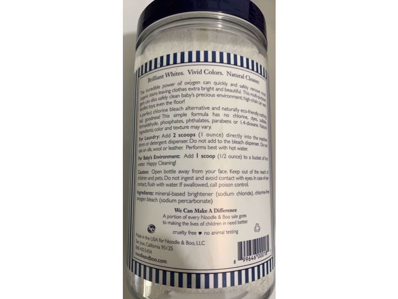 Noodle & Boo Baby Ultra-Bright Bleach Alternative, Fragrance Free, 32 Washes, 32 oz/946 mL