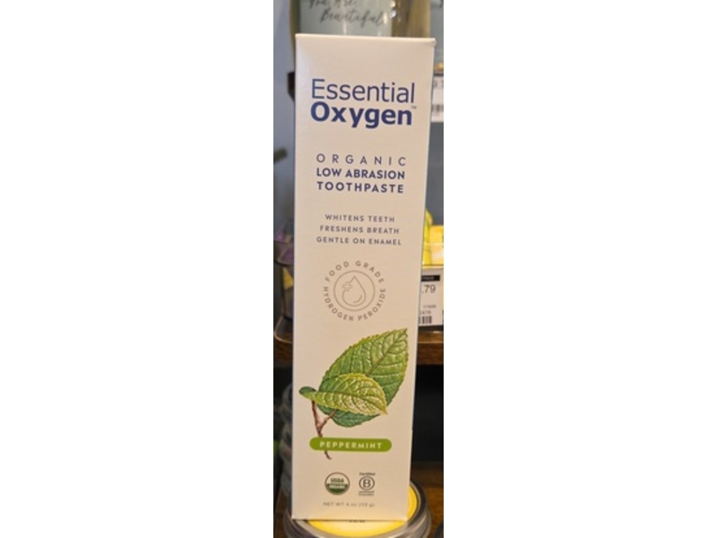 Essential Oxygen Organic Low Abrasion Toothpaste, Peppermint, 4 oz/113 g, 2 Pack