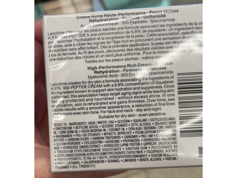 Lancome Renergie Rich Cream, Hyaluronic Acid + 300 Peptides + Niacinamide, 1.69 fl oz/50 mL