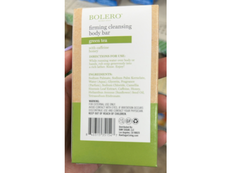 Bolero Firming Cleansing Body Bar, Green Tea, 4.5 oz/127.5 g