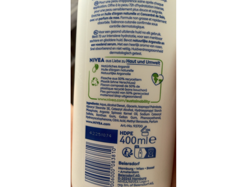 Nivea Body Lotion, Rose Blossom, 400 mL