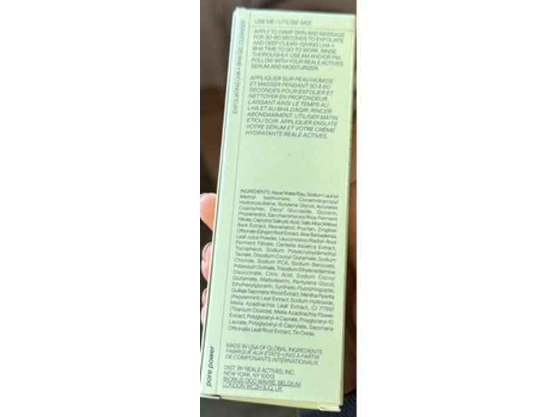 Reale Actives Pore Power Exfoliating LHA + BHA Gel Cleanser, 3.4 fl oz/100 mL