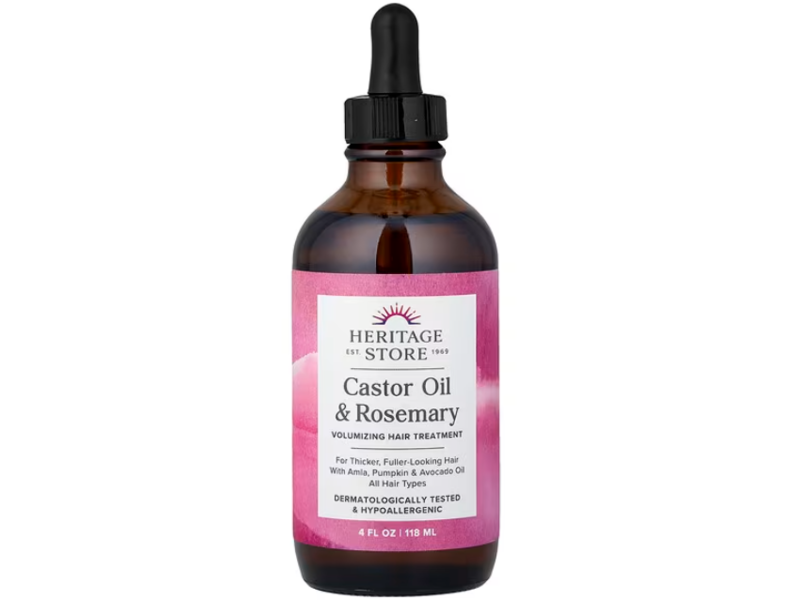 Heritage Store Volumizing Hair Treatment, Castor Oil & Rosemary, 4 fl oz/118 mL