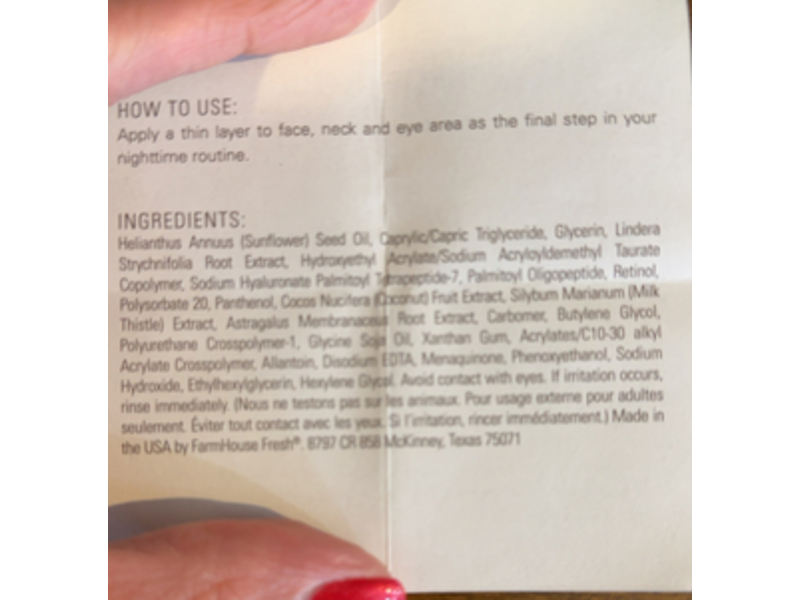 Farm House Fresh Three Milk Ageless Sleep Cream, Peptides, 1.7 fl oz/50 mL