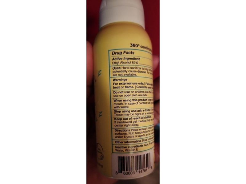 Emu Hand Sanitizer Mist, Lemongrass, 2.2 fl oz/62.4 g