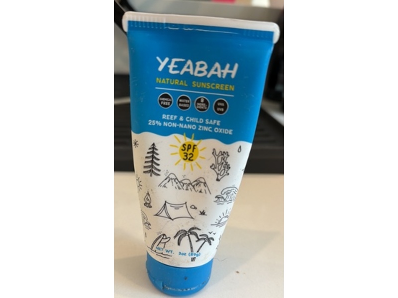 YeaBah Natural Sunscreen, SPF 32, 3 oz/89 g