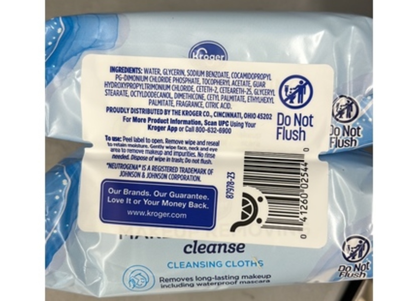 Kroger Makeup Removing Cleansing Cloths, 25 Count